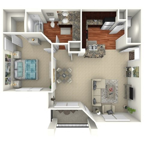 1 Bed 1 Bath 837 Sq. Ft.. Floor Plan at The Brazos, Dallas, TX, 75287